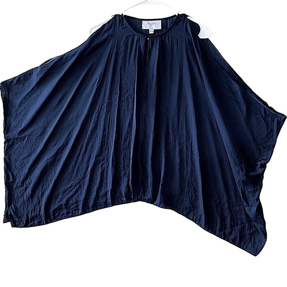EUREKA by Christos Garkinos Navy Poncho Style Top Size M/L - Picture 1 of 9